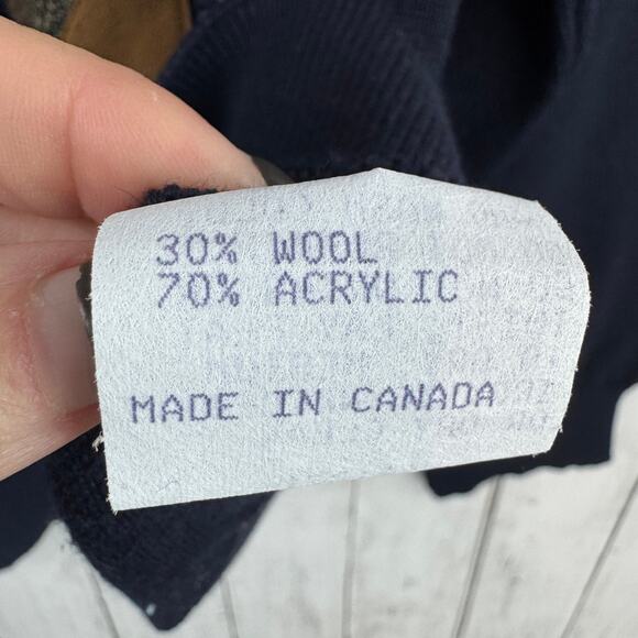 VTG Norm Thompson Dark Navy Geometric Wool-Blend Sweater Canada Size XL - Picture 6 of 11